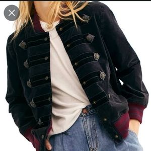 Free People Atlas Cord Corduroy Military Bomber Jacket Medium